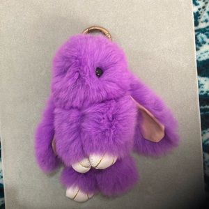 Fluffy purple bunny keychain